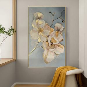 Peinture murale abstraite LED en porcelaine et cristal, motif floral blanc luxueux, pour hall d'entrée, salle à manger et couloir, décoration personnalisée - Product Image 6