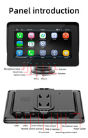 BQCC Radio portable 7 pouces IPS tactile avec Carplay, Android Auto, commande au volant, USB, lecteur multimédia stéréo RGB, BT/AUX/Caméra de recul
