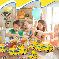 Gobelets jetables en PP avec couvercle pour fête d'anniversaire sur le thème du bus scolaire jaune pour enfants, avec motif de dessin animé