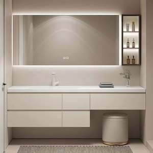 Modern High-end White Integrated Practical Single <b>Bathroom</b> <b>Vanity</b> with Extra Large Smart Mirror - Product Image 4