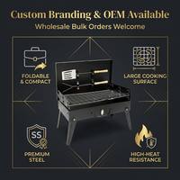 Barbecue au charbon de bois portable et pliable, style boîte, pour camping en plein air, pique-nique, cuisson en extérieur, fête dans la cour