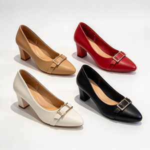 Zapatos planos de mujer Hegedour con punta en pico y hebilla metálica dorada, mocasines sin cordones para mujer con punta en pico. - Product Image 1