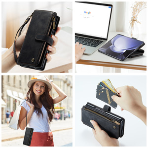 CaseMe PU Leather Wallet Trường hợp với chủ thẻ cho Samsung Z gấp <span class=keywords><strong>5</strong></span> lật dây kéo Ví dây đeo cổ tay chân đế điện thoại CAS - Product Image 6