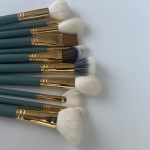 Luxury 11pcs Goat Synthetic Hair Makeup Brush Set Copper Ferrule Wood Handle Face Eye Powder <b>Blush</b> Eyeshadow Cosmetic Brushes - Product Image 6