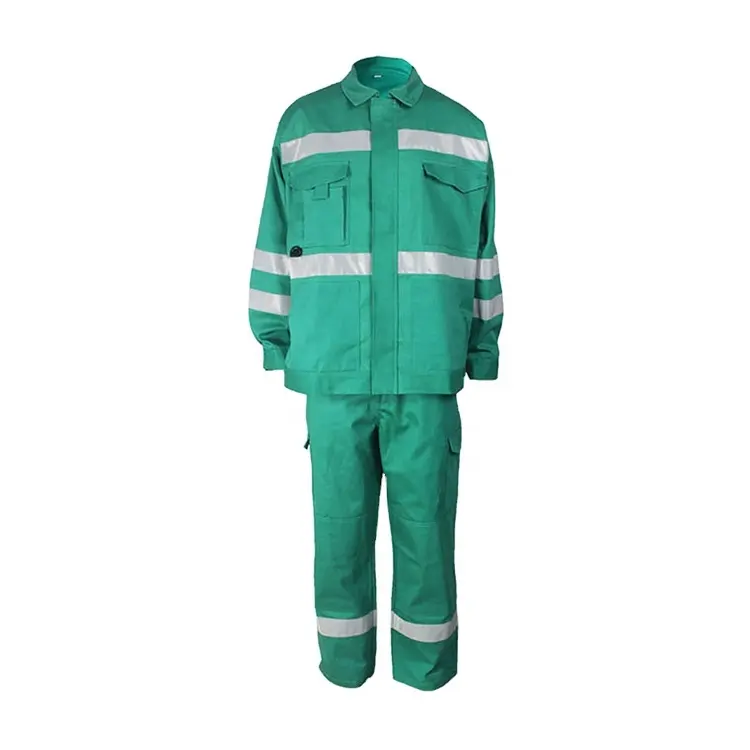Wholesale Unisex 100% Cotton Reflective Safety Clothing 2-Piece Safety Work Wear Uniform Chemical Resistant FR Coverall For Men