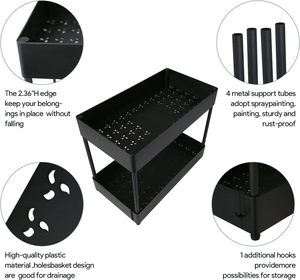 Multi Function Single Tier Wall Mounted Plastic Kitchen Storage Rack 2 Pack Eco-Friendly - Product Image 4