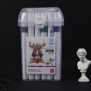 مجموعة علامات مخصصة من البلاستيك الناعم برأسين 12 لون قابلة للغسل قلم ألوان مائية للطلاب والرسم للأطفال - Product Image 3