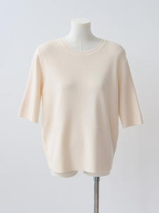 T-shirt décontracté d'été à col rond pour femme, coupe ajustée, couleur unie, respirant, en maille tricotée - Product Image 5