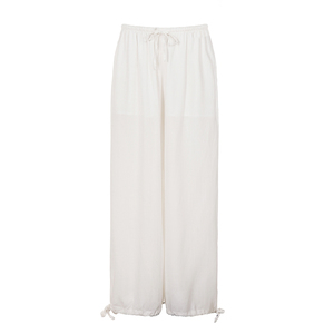 Retro Embroidered Drawstring Knit Flared Pants Women Mid Waist Casual Street Style Fashion Versatile Long Trousers - Product Image 6