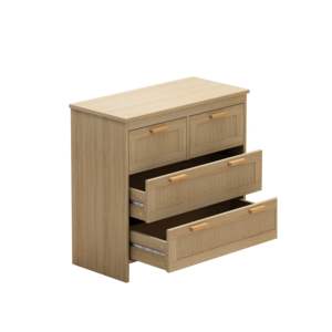 DB Modern Gabinete de ratán de 4 cajones Muebles de madera de fácil montaje para dormitorio Sala de estar Comedor Pasillos Extensibles para el hogar - Product Image 4