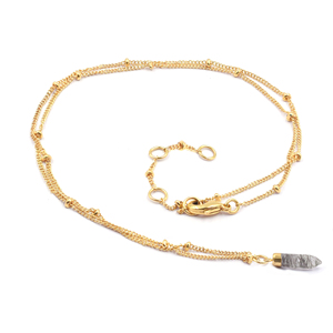 Trendy Black Rutilated Quartz Bullet Shape Pendant Gold Plated 925 Sterling <b>Silver</b> Ball <b>Chain</b> Necklace With Link <b>Chain</b> Style - Product Image 6