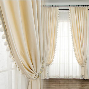 Rideaux de fenêtre de salon en velours <span class=keywords><strong>Beige</strong></span>, rideaux <span class=keywords><strong>et</strong></span> rideaux occultants thermiques unis de couleur crème blanche, vente en gros - Product Image 5