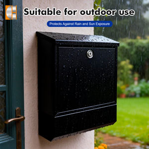 Buzón Comercial de Exterior, Estilo Americano <span class=keywords><strong>Vintage</strong></span>, de Acero Inoxidable Negro, Anti-Robo, Impermeable, Personalizable, Grande, 16L - Product Image 4