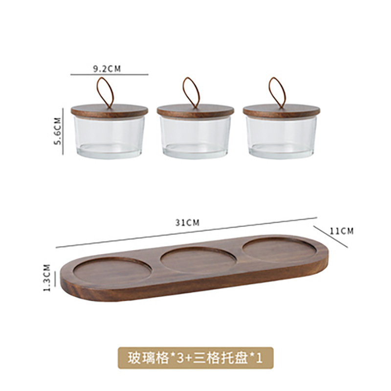 Glass fruit plate *3 [with lid] Three-compartment tray