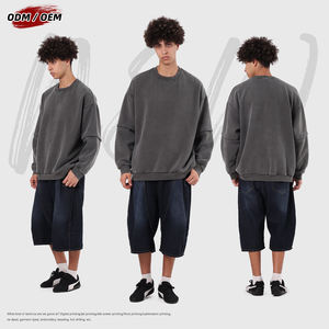 Sweat-shirt vintage délavé patchwork, effet faux deux pièces, col rond, en polaire, streetwear pour homme - Product Image 3