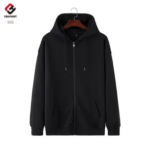 Customizable bulk oversize heavyweight 12oz 320gsm zip hoodie jacket blank cotton full zip up hoodies