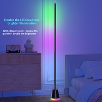 Lampu Lantai Aluminium Pintar LED RGB Lintas Batas dengan Penyesuaian 16 Warna, Lampu Ambient Ruang Tamu, Timer/Mode Tidur