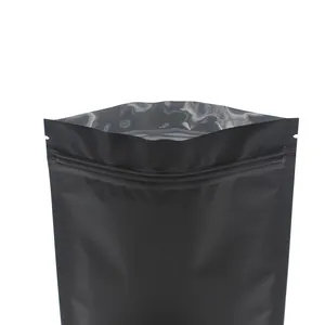 Oem 사용자 정의 크기 커피 콩 스탠드 지퍼 잠금 두꺼운 블랙 알루미늄 호일 평면 매트 Mylar Resealabl 커피 포장 가방