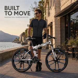 BeGasso Faltbares Mountainbike Doppelte Stoßdämpfung Scheibenbremse Variable Geschwindigkeit Unisex Vorder-/Hinterradfederung 120kg Carbon - Product Image 4