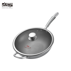 Wok professionnel en acier inoxydable nid d'abeille DSP 32 cm, antiadhésif, compatible induction - Product Image 3