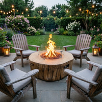 Table de feu au gaz naturel 65K BTU - Bac à feu extérieur portable en béton moderne pour terrasse et jardin