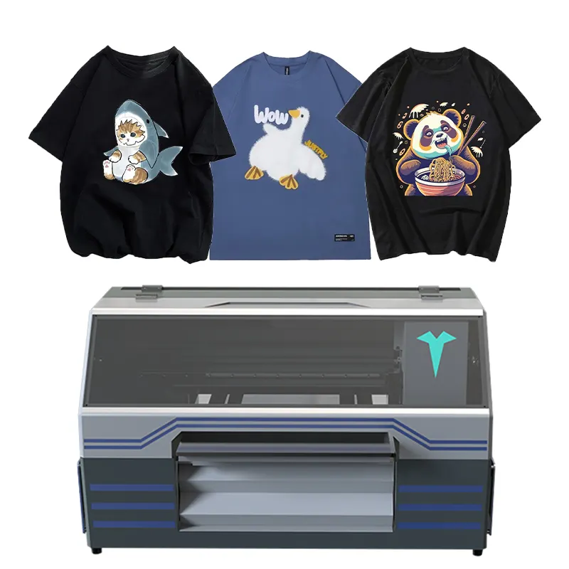 Printer DTF UV multifungsi Dual-head TX800 T-shirt tekstil warna mesin bisnis kecil pencetak inkjet 3D