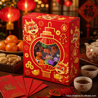 Boîte à bonbons personnalisée avec logo imprimé, en forme de lanterne, avec fenêtre, en papier, pour le Nouvel An chinois, pour les fêtes du Nouvel An lunaire