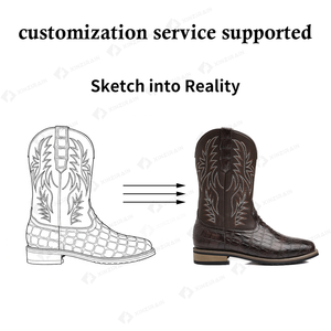 Xinzirain Stivali da Cowboy Classici con Tacco Grosso in Vera Pelle per Uomo, Produzione Personalizzata con Ricami - Product Image 2