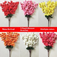 Venlando – Branche de fleurs artificielles modernes en soie, motif fleur de pêcher, bouquet décoratif rose et blanc, écologique, best-seller