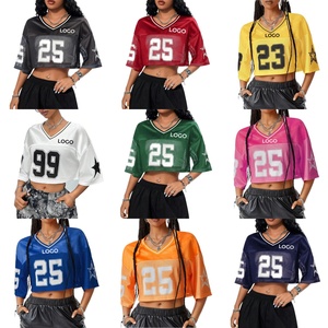 Crea il Tuo Top Corto Y2K Personalizzato, Maglietta da <span class=keywords><strong>Calcio</strong></span> Leggera in Rete con Scollo a V per Donna, Manica 3/4, Maglia da <span class=keywords><strong>Calcio</strong></span> Carina - Product Image 2
