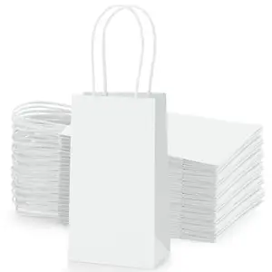 Benutzer definierte gedruckte Logo White Kraft Shopping und Geschenk Papiertüte Geschenk Craft Papiertüte mit Griffen
