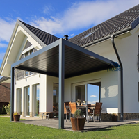 Pergola bioclimatique motorisée en aluminium avec toit à lames orientables, personnalisable, réglable, imperméable, pour l'extérieur