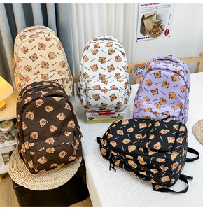 Custom <b>Waterproof</b> Anti-Theft Fashion Nylon Cartoon Pattern Zipper Closure Unisex <b>School</b> <b>Backpack</b> for Students - Product Image 1