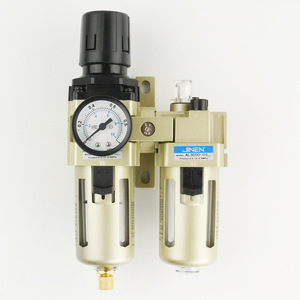 เครื่องกรองลมแบบสองชั้น Jinen Ac3010-03 พร้อมเกจวัดแรงดันและไส้กรองทองแดงสำหรับระบบลม - Product Image 3
