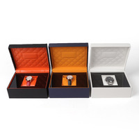 Boîte à montres en cuir PU brossé à angle droit, haut de gamme, pour montres mécaniques, présentoir de rangement et emballage cadeau, modèle international très demandé