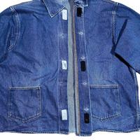 Veste en jean vintage bleue style prisonnier, manteau de travail en denim de Californie