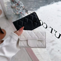 Dompet Koin PU CF Gaya Jalanan Vintage Terinspirasi Pabrik, Tempat Kartu, Tas Kecil Multifungsi, Pola Berlian Quilted
