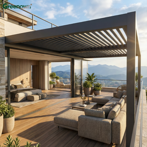 Pergola de <span class=keywords><strong>jardin</strong></span> électrique avec toit à lames en aluminium motorisé imperméable - Product Image 1