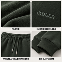 Ensemble sweat-shirt et pantalon de survêtement pour homme IKDEER, coton lourd, logo brodé, tenue en deux pièces pour un usage quotidien décontracté