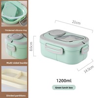 Boîte à lunch Bento double couche avec couvercles en plastique étanches Accessoire cuillère pratique Compartiments scellés