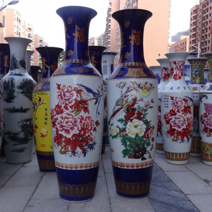 Vase de sol grand format de style chinois en céramique émaillée Jingdezhen pour la décoration de salon et de maison - Product Image 3