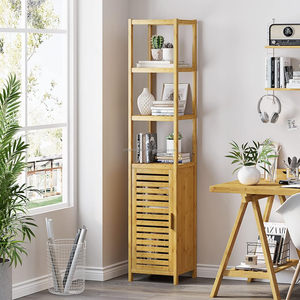 Armoire de rangement en bambou ventilé Urban Neat SYT pour mur <span class=keywords><strong>TV</strong></span>, coin, porte à lattes, panier à linge pour niche de lecture - Product Image 1