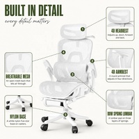 Chaises de bureau ergonomiques modernes et confortables avec accoudoirs 3D pivotants, appui-tête réglable et hauteur réglable, entièrement en maille