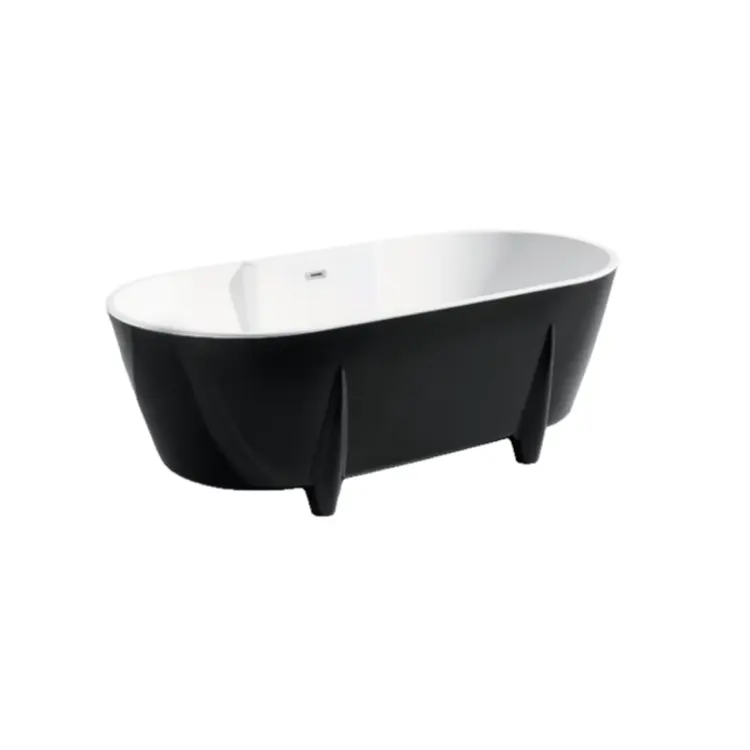 Hot Sale Acrylic Solid Surface Marble Bath Tub Bathtub More Size Inside White Outside Black Bathtub