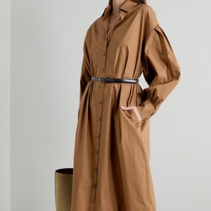 Robe <span class=keywords><strong>tunique</strong></span> à manches longues pour femmes en gros personnalisée, robe élégante à manches bouffantes, chemise décontractée, robe midi pour femmes - Product Image 2