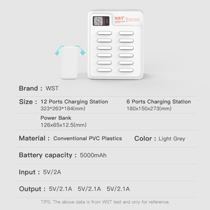 WST 6 ranuras público estación de carga del teléfono celular de alquiler compartir Banco de la energía - Product Image 2