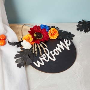 พวงหรีดประตูวันหยุดพร้อม<span class=keywords><strong>ป้าย</strong></span>ไม้ต้อนรับฮาโลวีนเสาตกแต่งรอบสำหรับตกแต่งประตูบ้านเครื่องประดับแขวน - Product Image 4