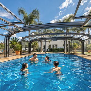 Véranda rétractable avec toit coulissant en verre, en aluminium, pour patio, piscine, jardin, serre télescopique, maison en verre - Product Image 6