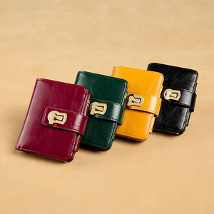 Portefeuille court AndoBag avec fermeture éclair RFID pour femmes, porte-cartes, cuir de vache véritable, petite bourse à monnaie, mode vintage 8017 - Product Image 4