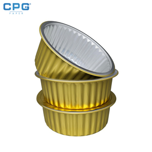 Barquettes jetables en aluminium pour four, 400 ml, pour cupcakes, pâtisseries, desserts, traiteur, contenants dorés - Product Image 1